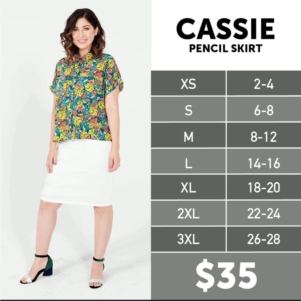 LulaRoe Cassie Pencil Skirt Stretchy High Wide Waist Adjustable Sizes S-M 6-8 - Picture 10 of 15
